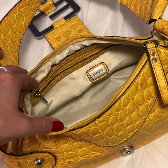 Guess Small Yellow Alligator Satchel - Picture 5 of 5